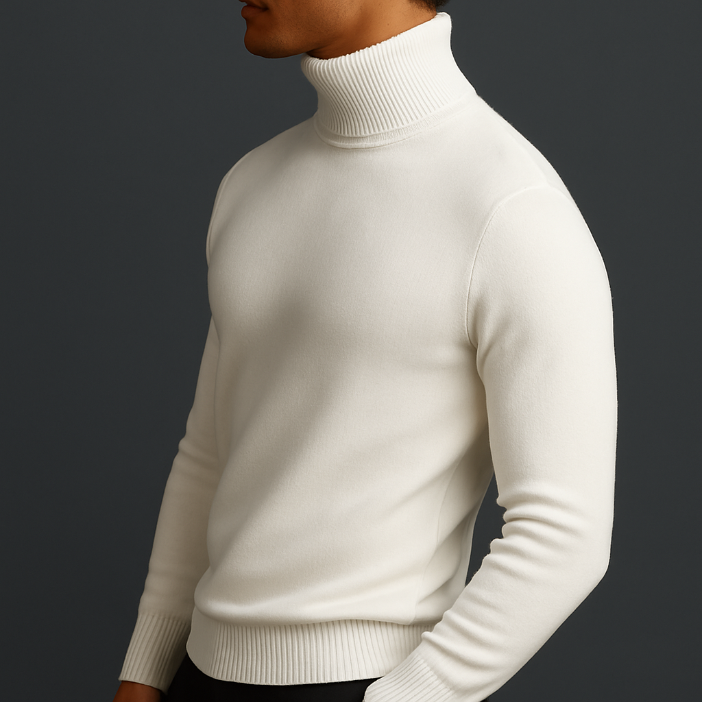 Pull col roulé en maille fine coupe classique pour l'hiver et la mi-saison homme – Houat