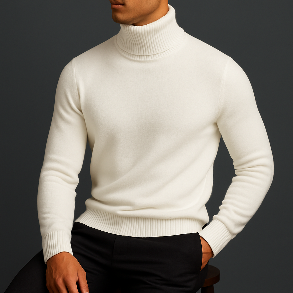 Pull col roulé en maille fine coupe classique pour l'hiver et la mi-saison homme – Houat