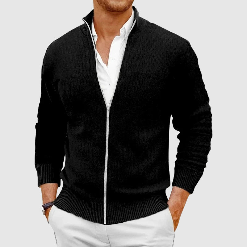 Cardigan zippé à col montant en maille