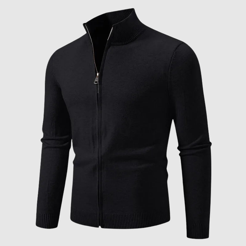 Cardigan zippé à col montant en maille