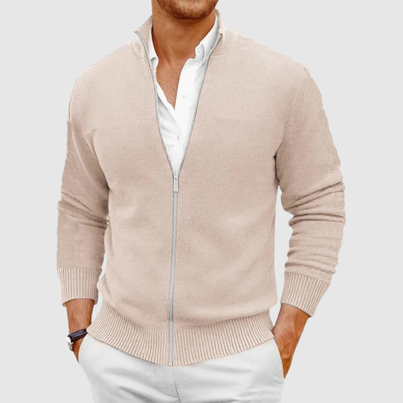 Cardigan zippé à col montant en maille