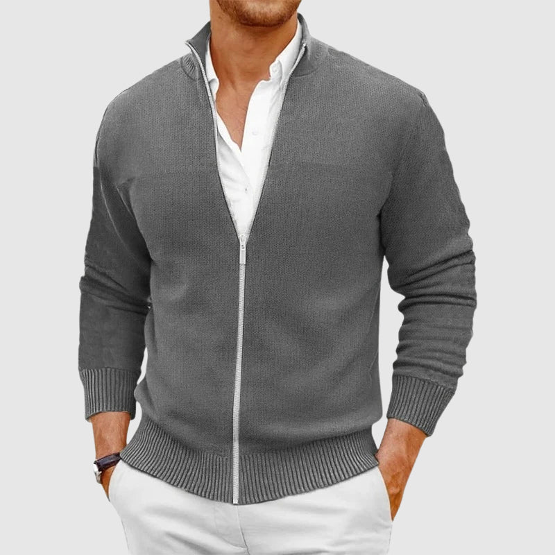 Cardigan zippé à col montant en maille