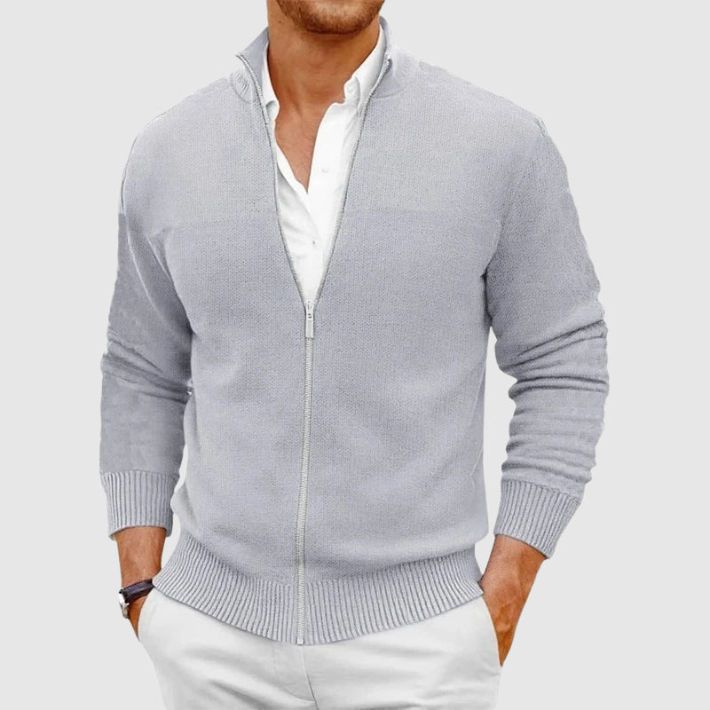 Cardigan zippé à col montant en maille