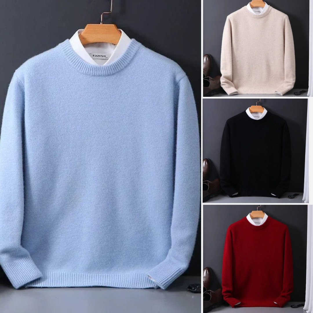 Pull col rond toucher cachemire maille fine homme