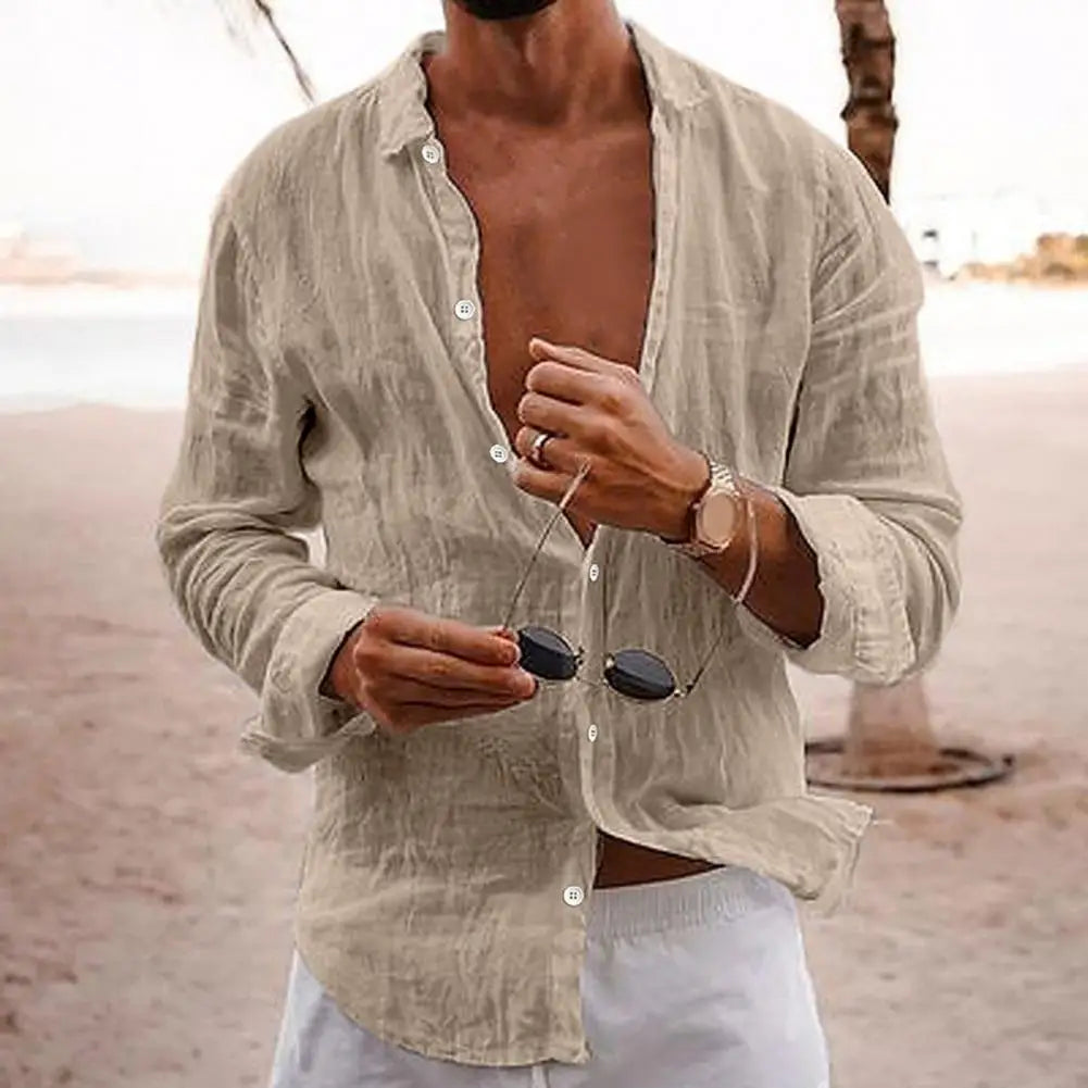 Chemise en lin manches longues décontractée pour les beaux jours homme – Merville