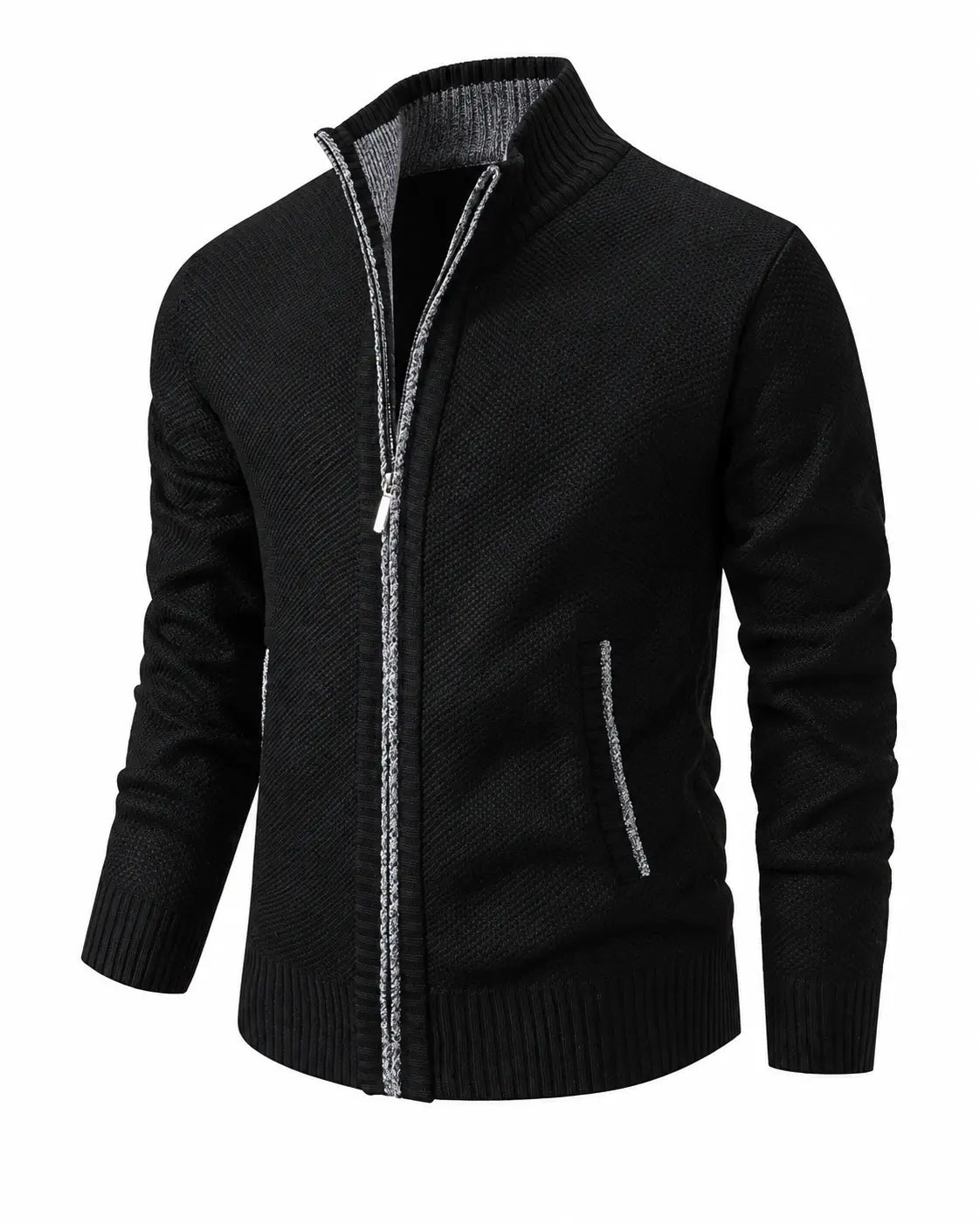 Gilet en maille zippé à col montant