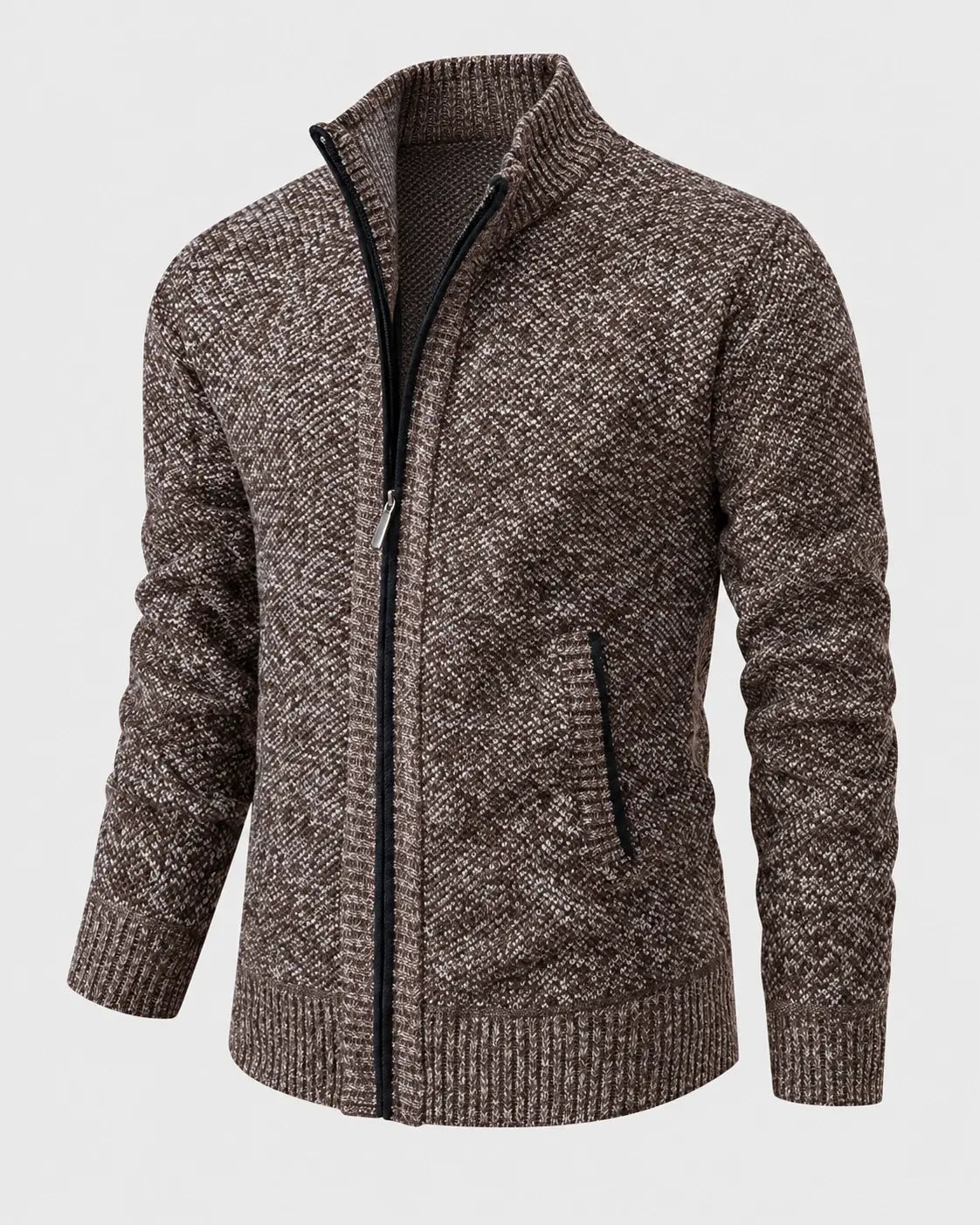 Gilet en maille zippé à col montant