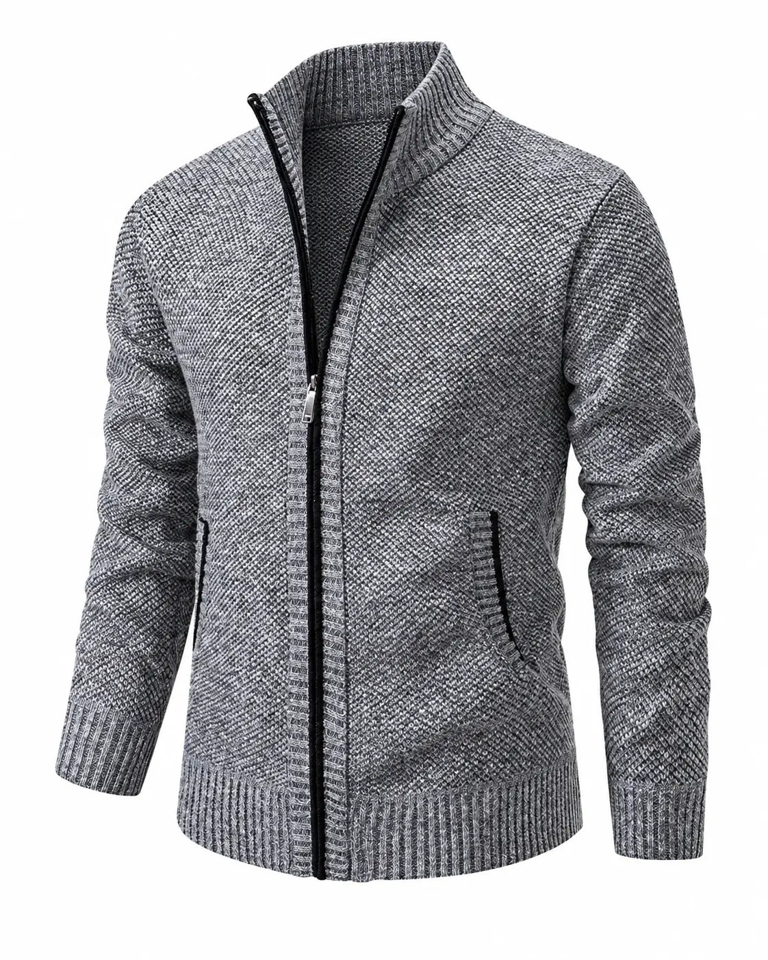 Gilet en maille zippé à col montant