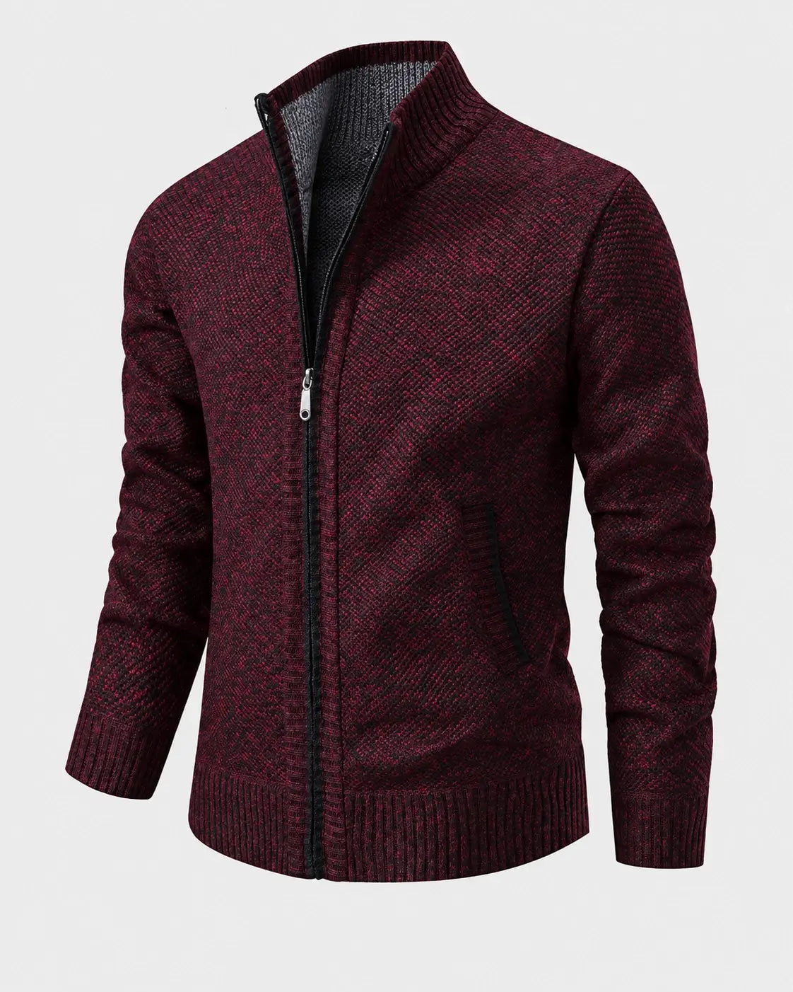 Gilet en maille zippé à col montant