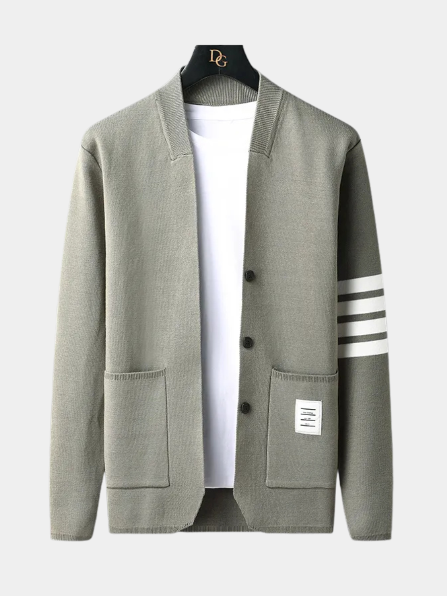 Cardigan boutonné à fines rayures