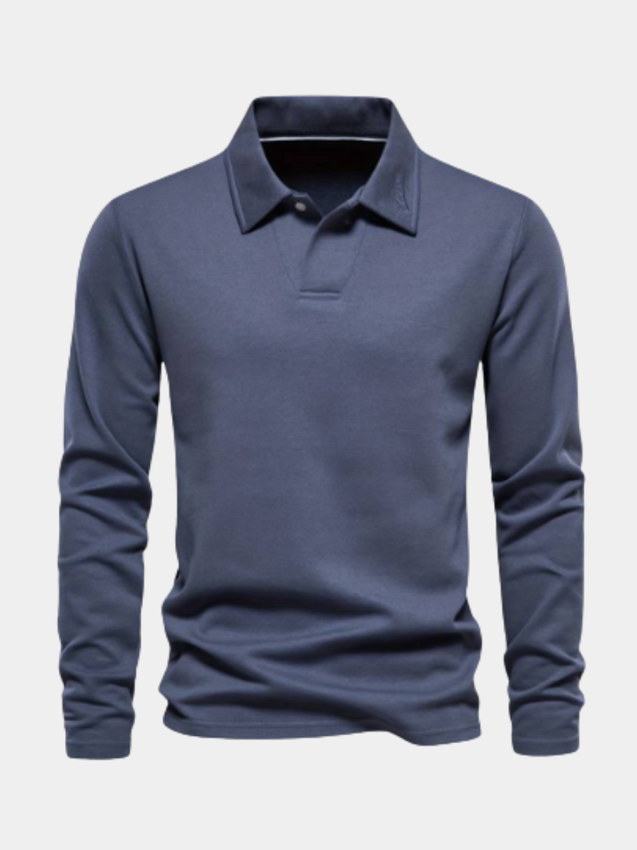 Polo manches longues maille texturée