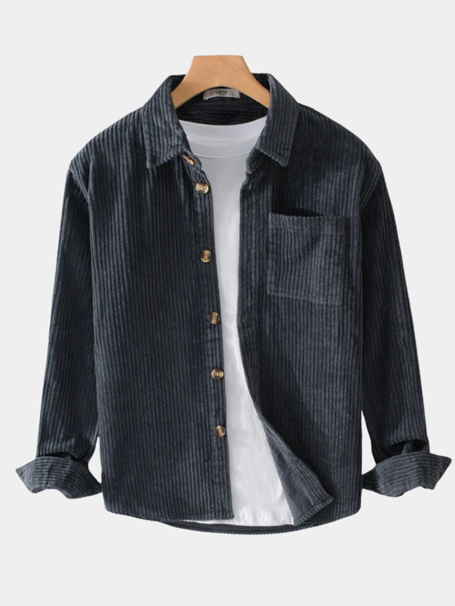 Chemise en velours côtelé coupe ajustée boutonnée homme – Fréhel