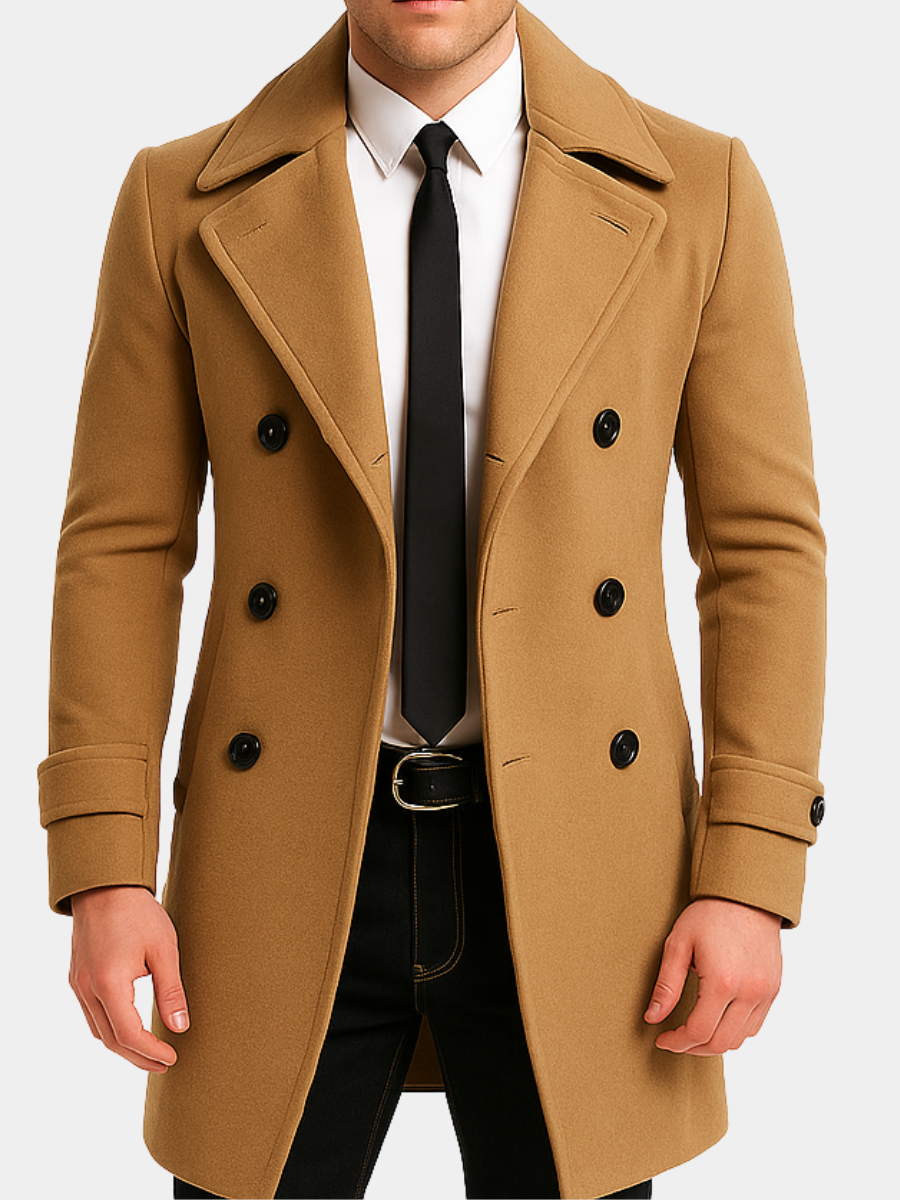 Manteau en laine à double boutonnage coupe élégante redéfinit l'assurance homme – Ruffec