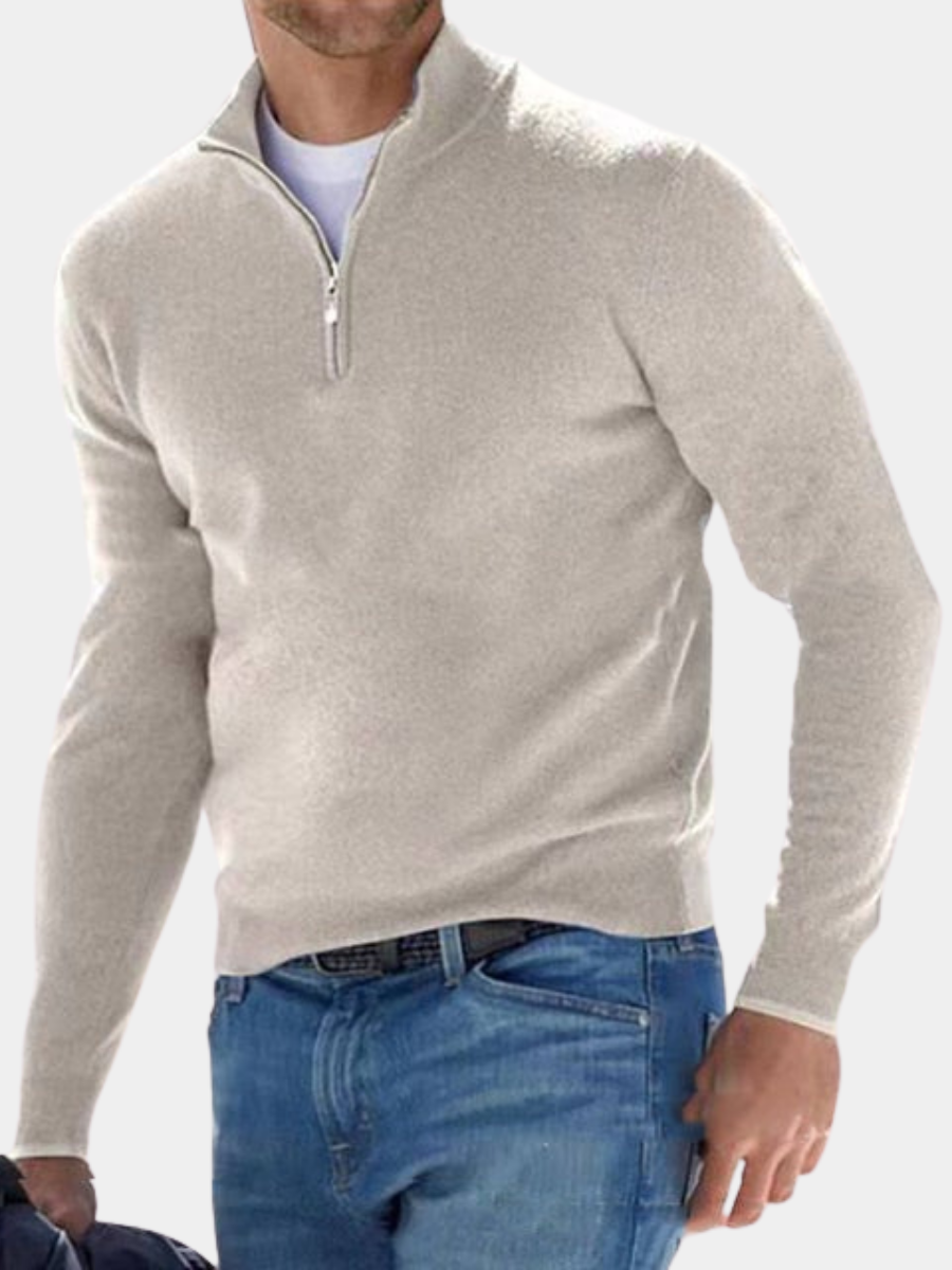 Pull demi-zip col camionneur maille chaude allure sobre homme – Vergisson