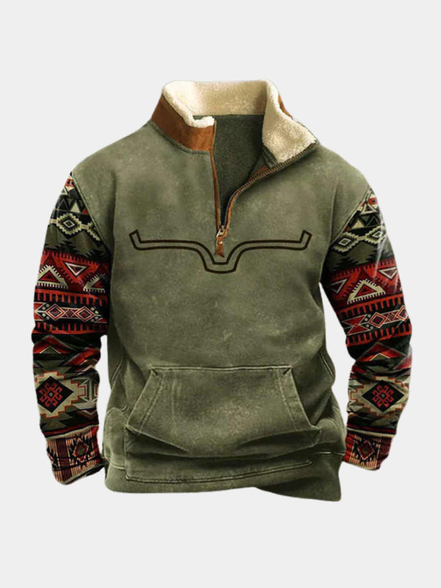 Pull demi-zip col peluche poche kangourou