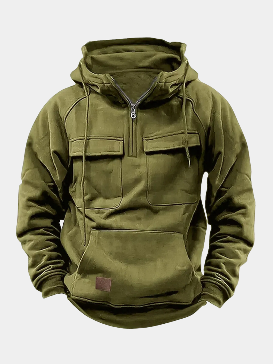 Sweat à capuche demi-zip avec poches