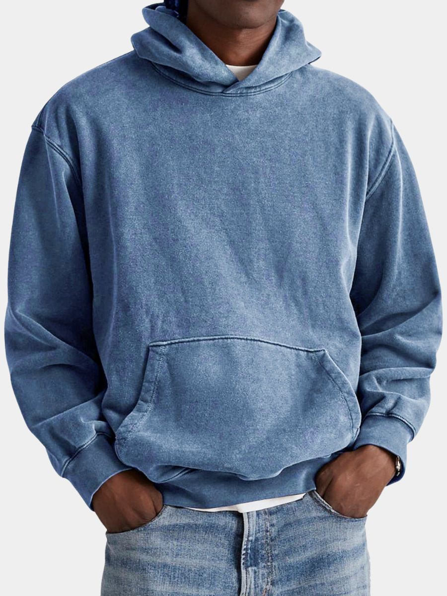 Sweat à capuche délavé poche kangourou