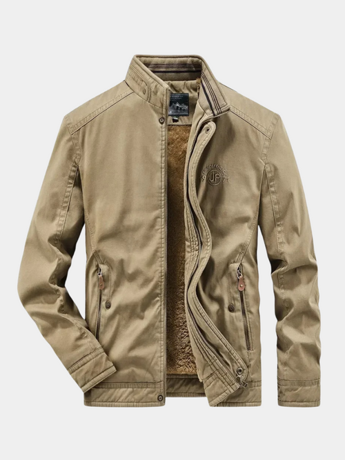 Blouson col montant doublé peluche kaki
