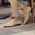 Mocassins à mors en daim souple à enfiler semelle fine élégance classique homme – Fécamp