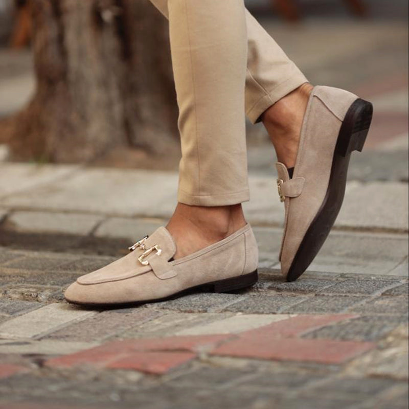 Mocassins à mors en daim souple à enfiler semelle fine élégance classique homme – Fécamp