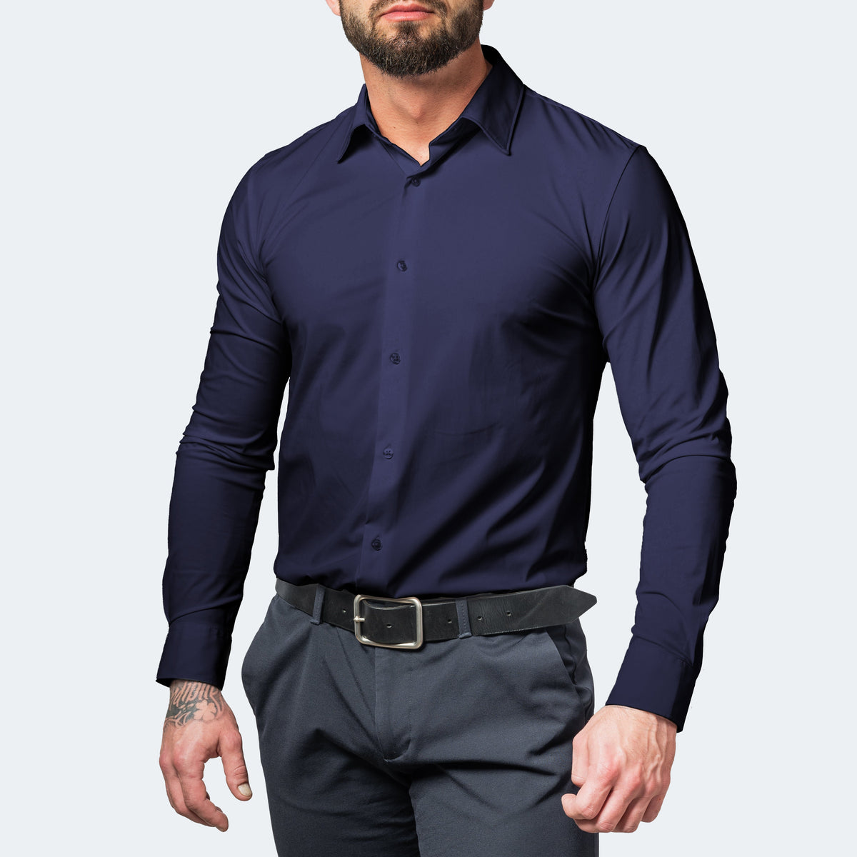 Chemise stretch coupe nette manches longues au style intemporel homme – Lyon