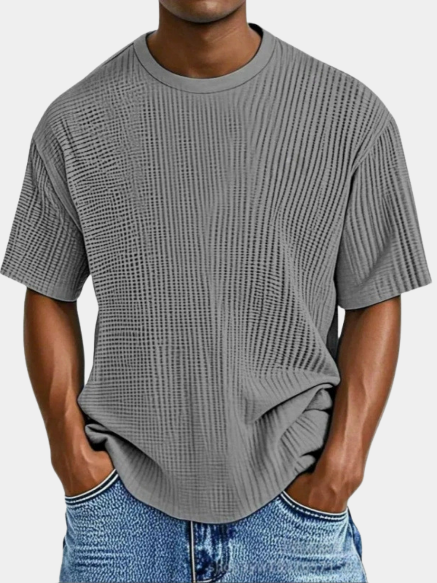 T-shirt col rond maille gaufrée