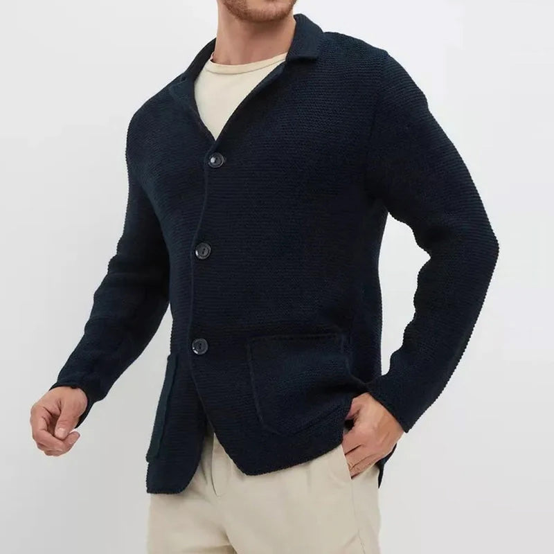 Cardigan en maille col à revers boutonné