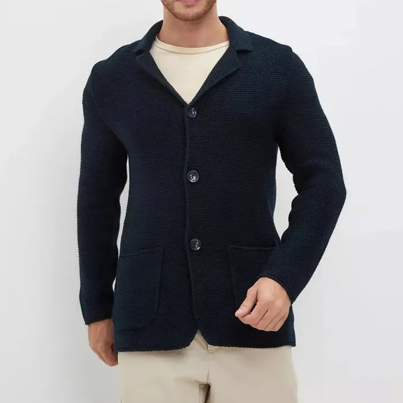Cardigan en maille col à revers boutonné