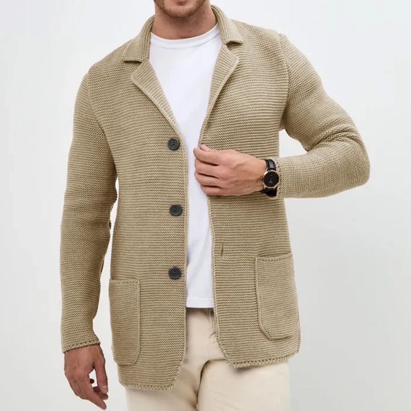 Cardigan en maille col à revers boutonné