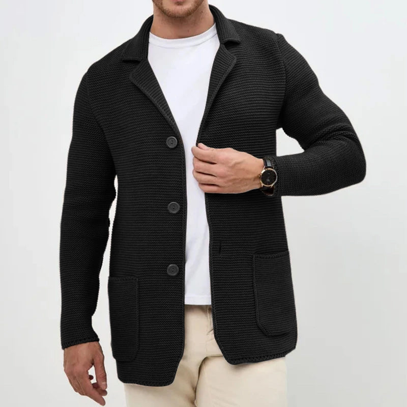 Cardigan en maille col à revers boutonné