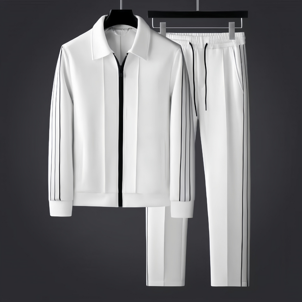 Ensemble veste zippée et pantalon à bandes