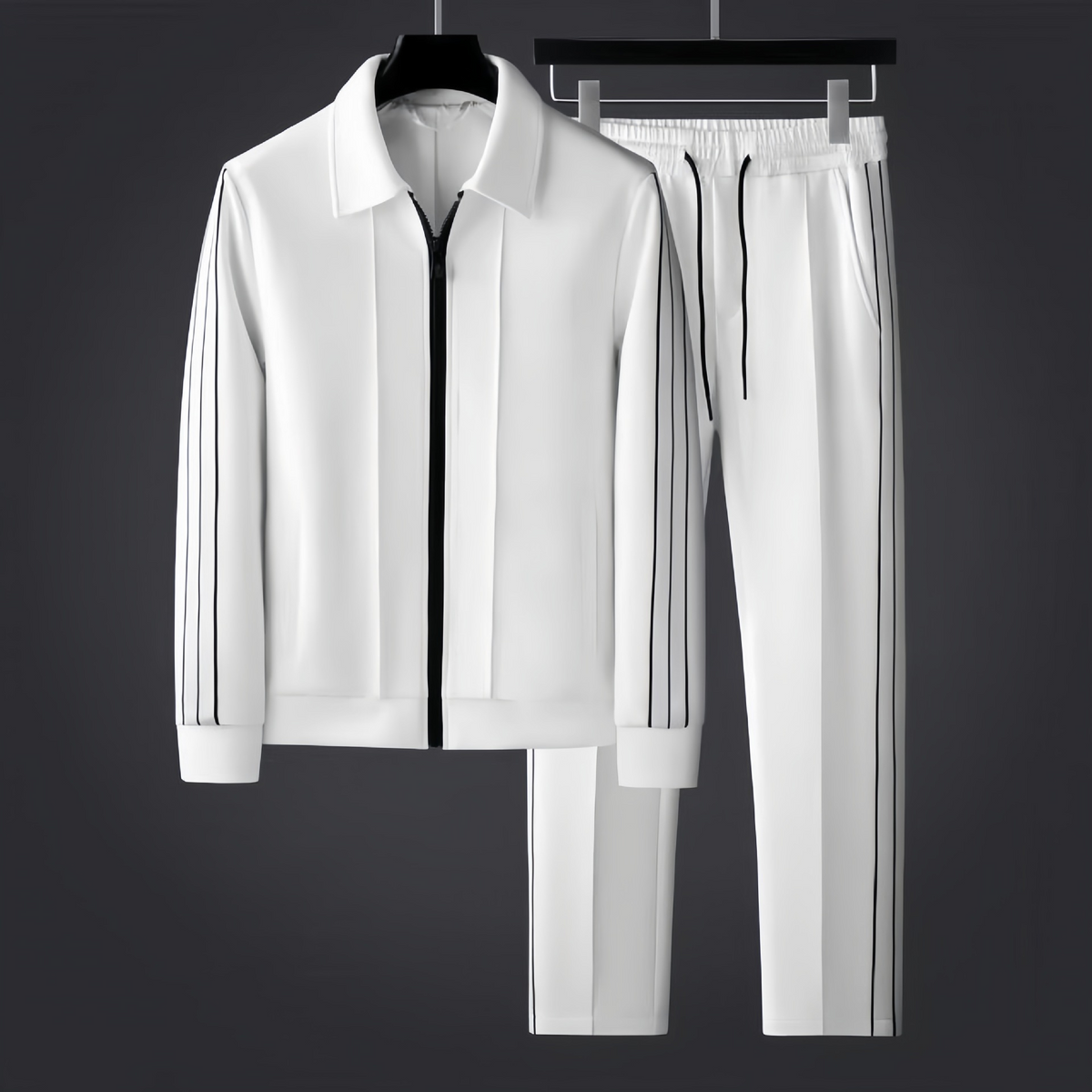 Ensemble veste zippée et pantalon à bandes