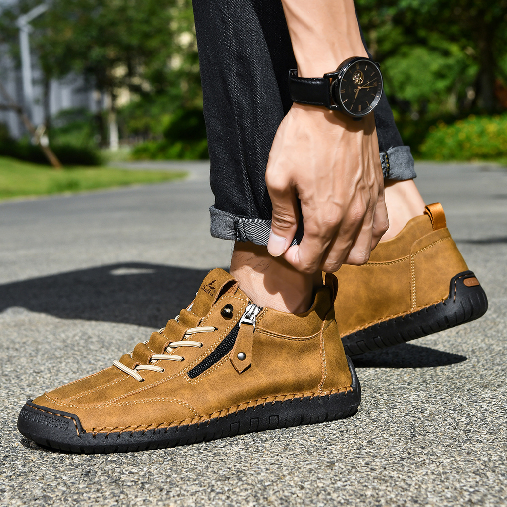 Chaussures montantes zippées aspect nubuck