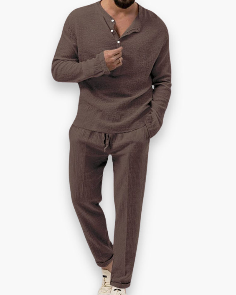 Ensemble haut et pantalon smart casual léger et respirant homme – Cognac