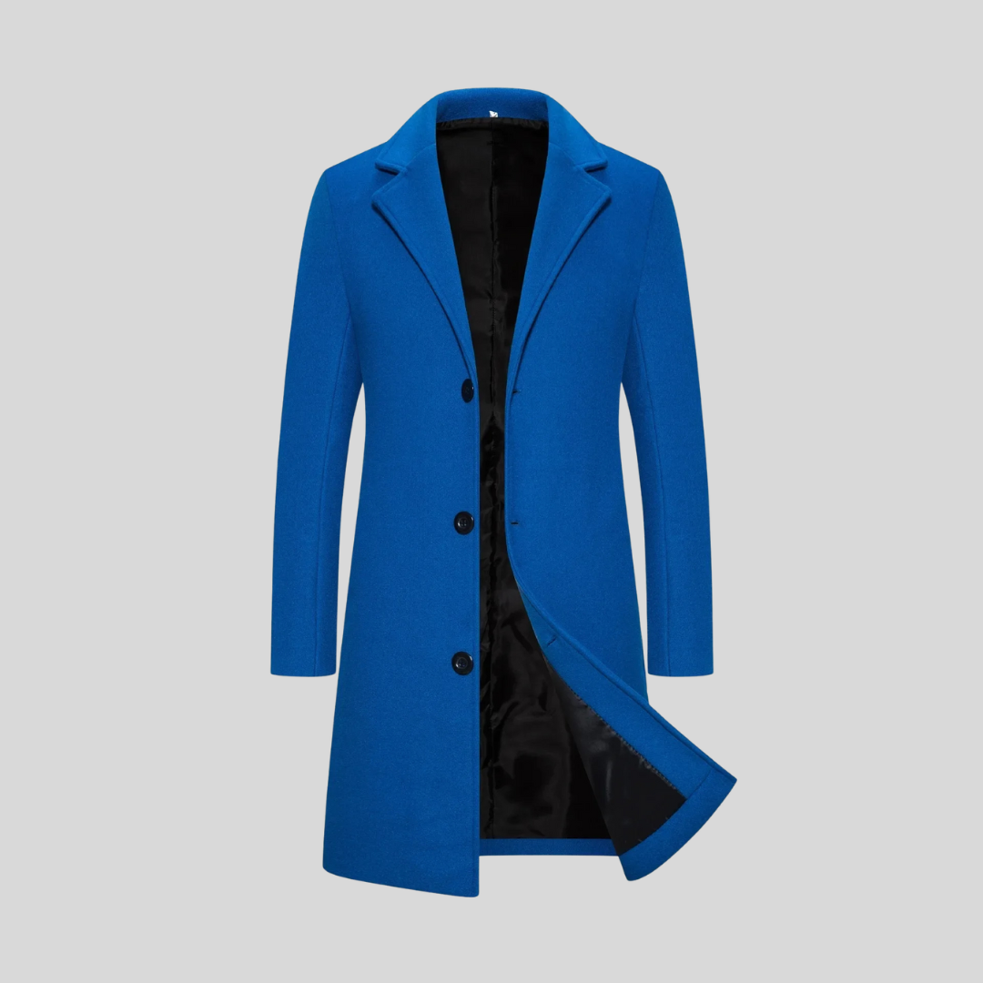 Manteau long aspect lainage col cranté