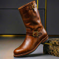 Bottes ingénieur en cuir véritable mi-mollet à la finition soignée homme – Cadenet