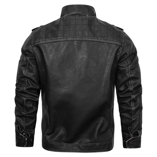 Blouson noir effet cuir à épaulettes