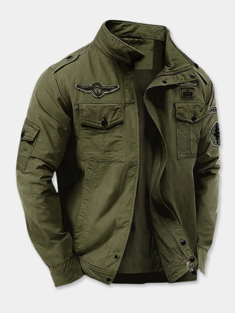 Veste militaire à col montant et poches poitrine