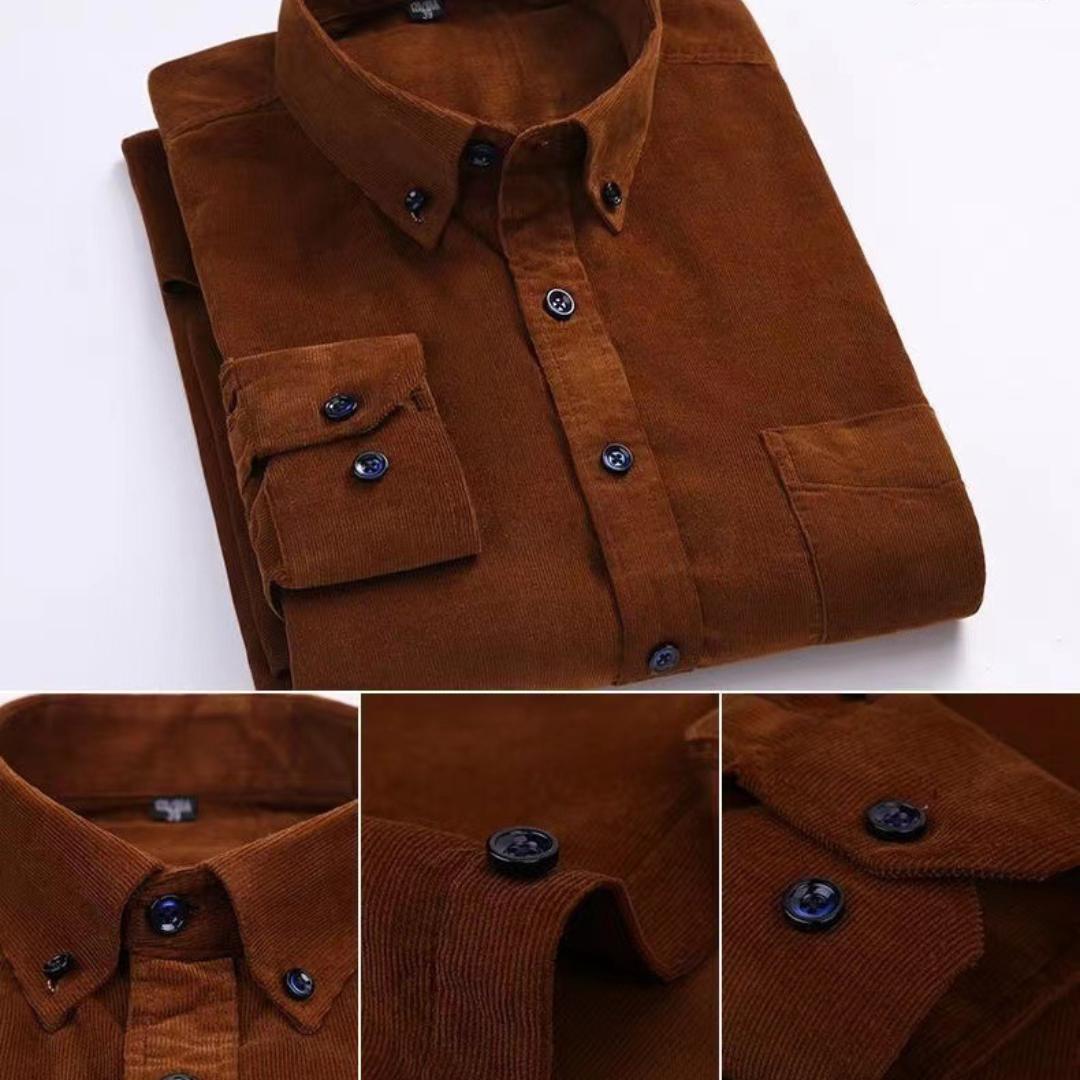 Chemise en velours côtelé fin
