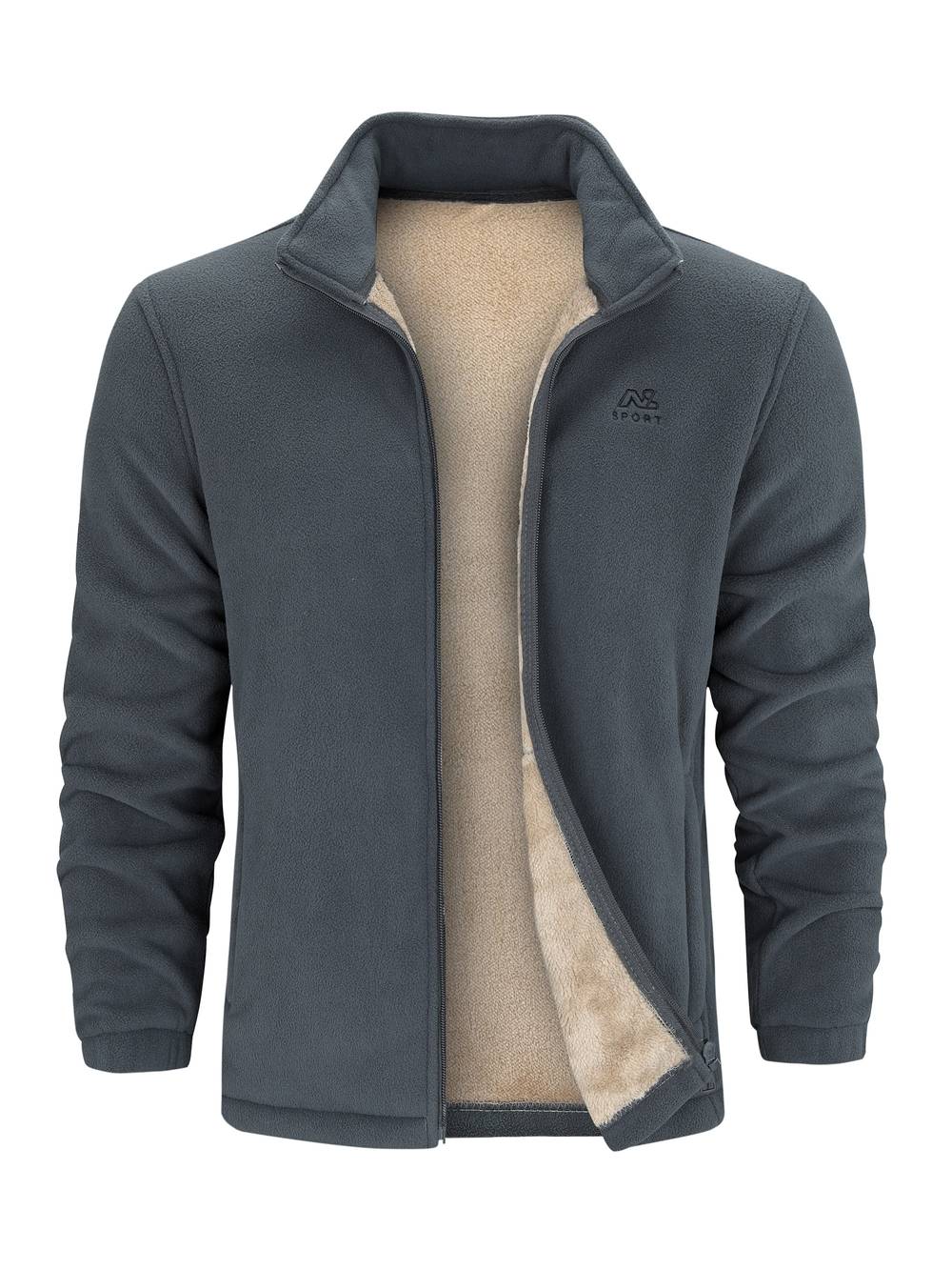 Veste polaire doublée chaude col montant zippée homme – Lampaul
