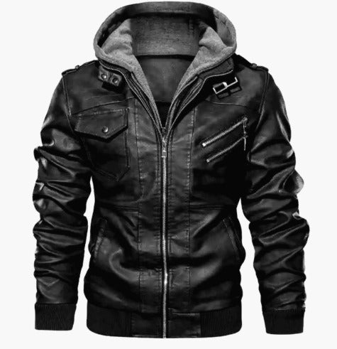 Veste chaude en cuir doublée coupe urbaine zippée homme – Guérande