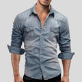 Chemise en jean coupe slim manches longues à porter en surchemise homme – Léognan