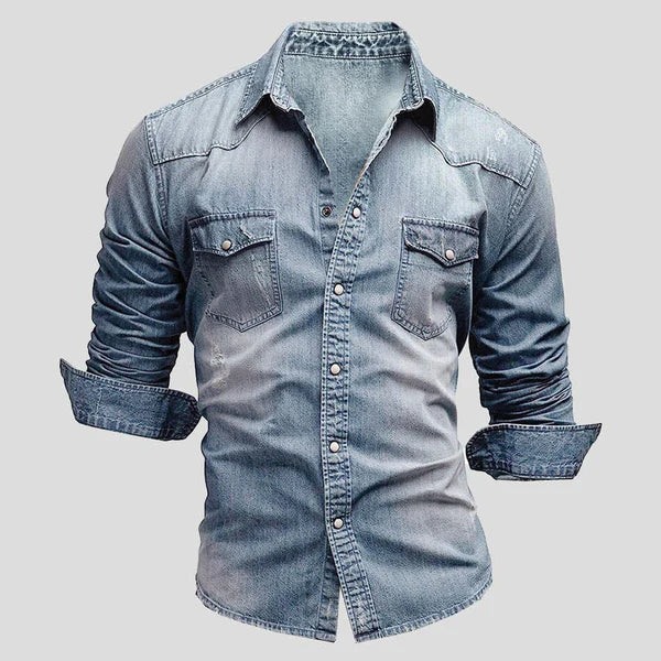 Chemise en jean coupe slim manches longues à porter en surchemise homme – Léognan