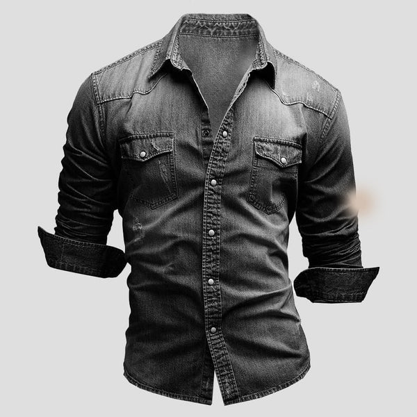 Chemise en jean coupe slim manches longues à porter en surchemise homme – Léognan