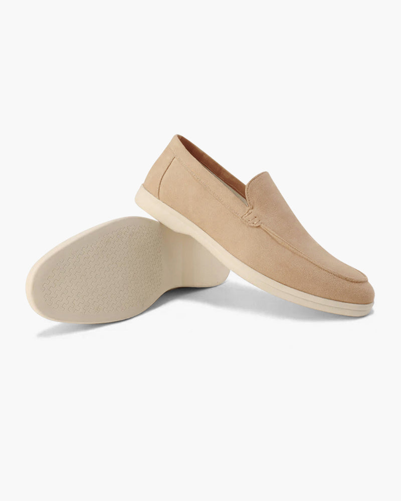Mocassins à enfiler aspect daim plateau surpiqué semelle souple homme – Tercé