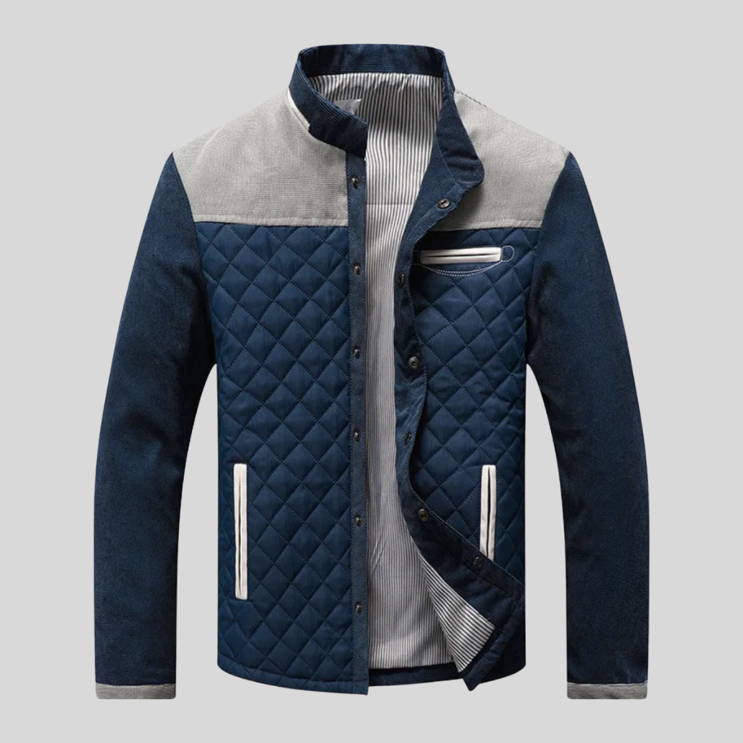 Veste matelassée empiècements aspect velours côtelé