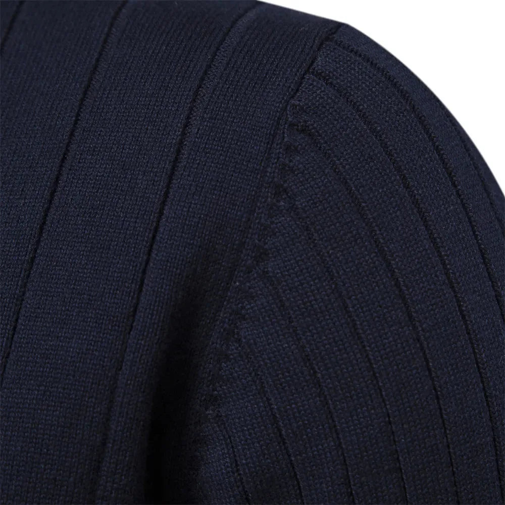 Pull côtelé col montant zippé en maille élégante homme – Bretteville