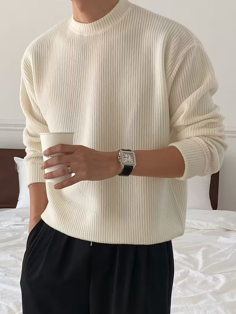 Pull en grosse maille côtelée col montant coupe oversize homme – Giverny