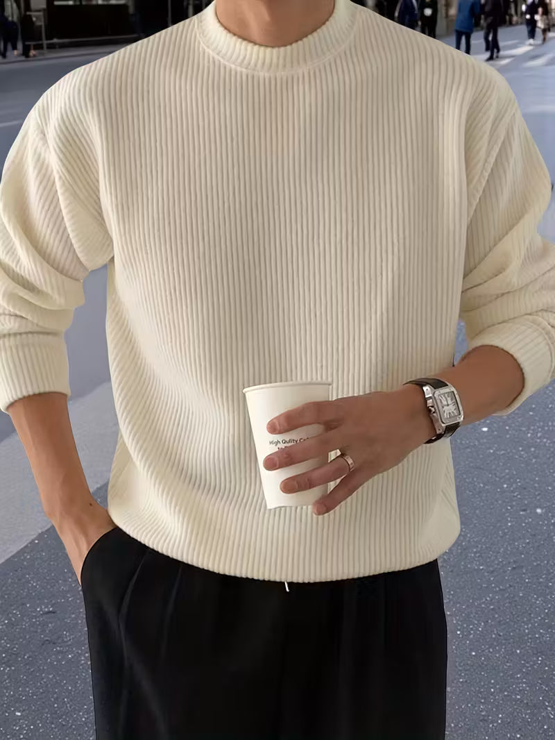 Pull en grosse maille côtelée col montant coupe oversize homme – Giverny