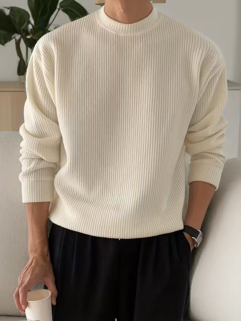Pull en grosse maille côtelée col montant coupe oversize homme – Giverny